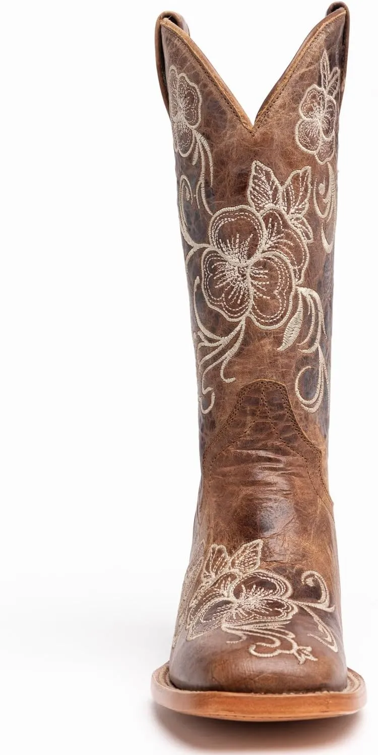 Shyanne Women's Lasy Floral Embroidered Western Boot Broad Square Toe - Bbshysp20l4