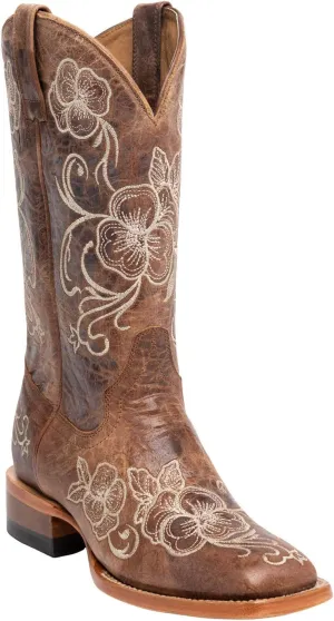 Shyanne Women's Lasy Floral Embroidered Western Boot Broad Square Toe - Bbshysp20l4
