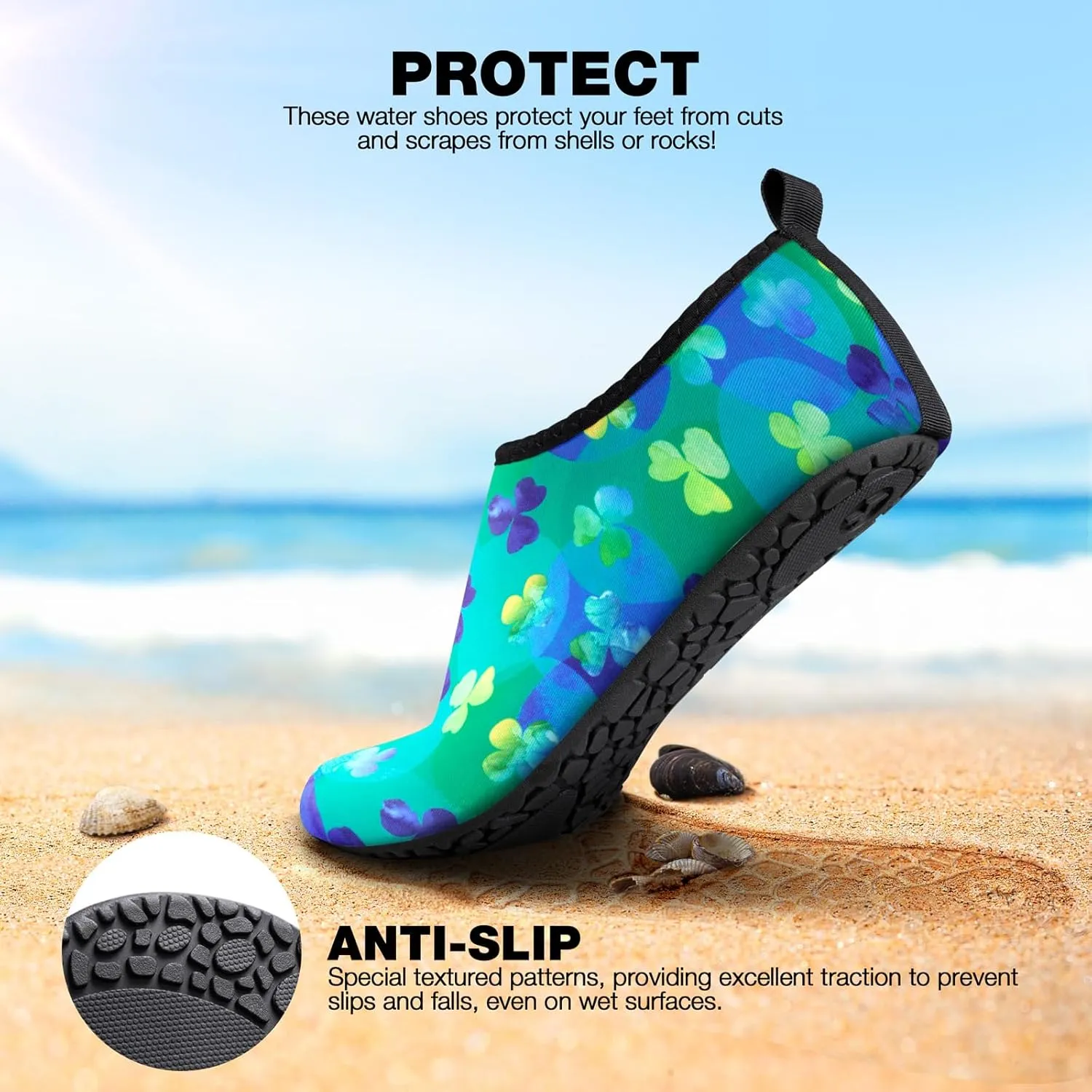 SIMARI Water Shoes Women Men Aqua Socks Beach Barefoot Quick Drying Aqua Aerobics Swim Pool Non Slip Outdoor Travel Essentials Surf River Lake Snorkeling Kayak Yoga Adult Youth