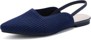 Slingback Flats for Women Pointed Toe Flats Breathable Knit Comfortable Dressy Casual for Work Office Slip on Ballet Flats