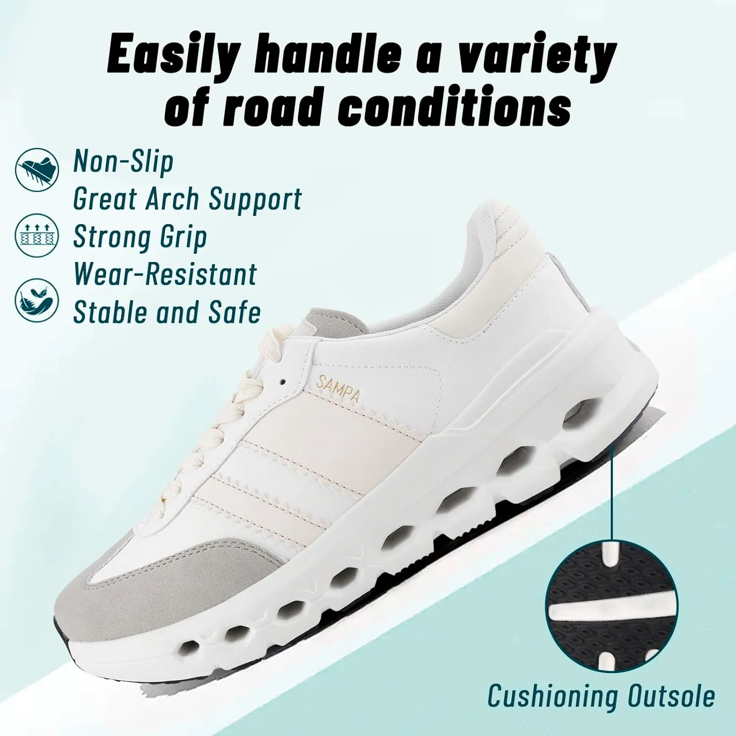 Sneakers for Women Men Non-Slip Work Shoes Casual Lace-Up Tennis Shoes Womens Fashion Sneakers - Lightweight Arch Support All-Day Comfort Sneakers