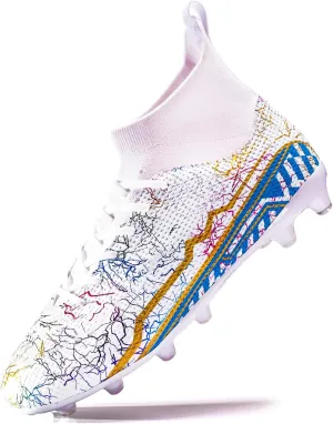 Soccer Cleats Mens Football Cleats Professional Soccer Shoes High-Tops Non-Slip Spikes for Big Boys Wide Training Sneaker