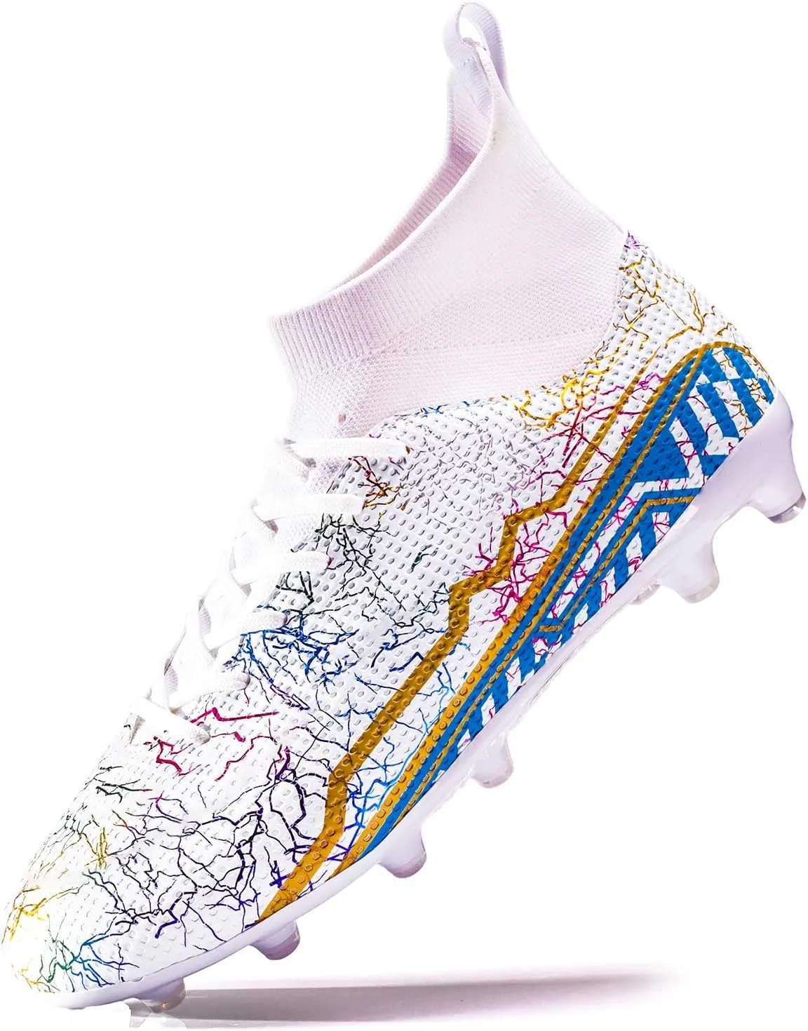 Soccer Cleats Mens Football Cleats Professional Soccer Shoes High-Tops Non-Slip Spikes for Big Boys Wide Training Sneaker
