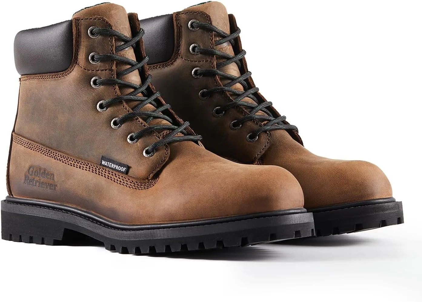 Soft Toe Waterproof Work Boots For Men,6-Inch Leather Work Boots For Industrial Construction, Slip Resistant Durable Breathable Safey Boots, EH G61867