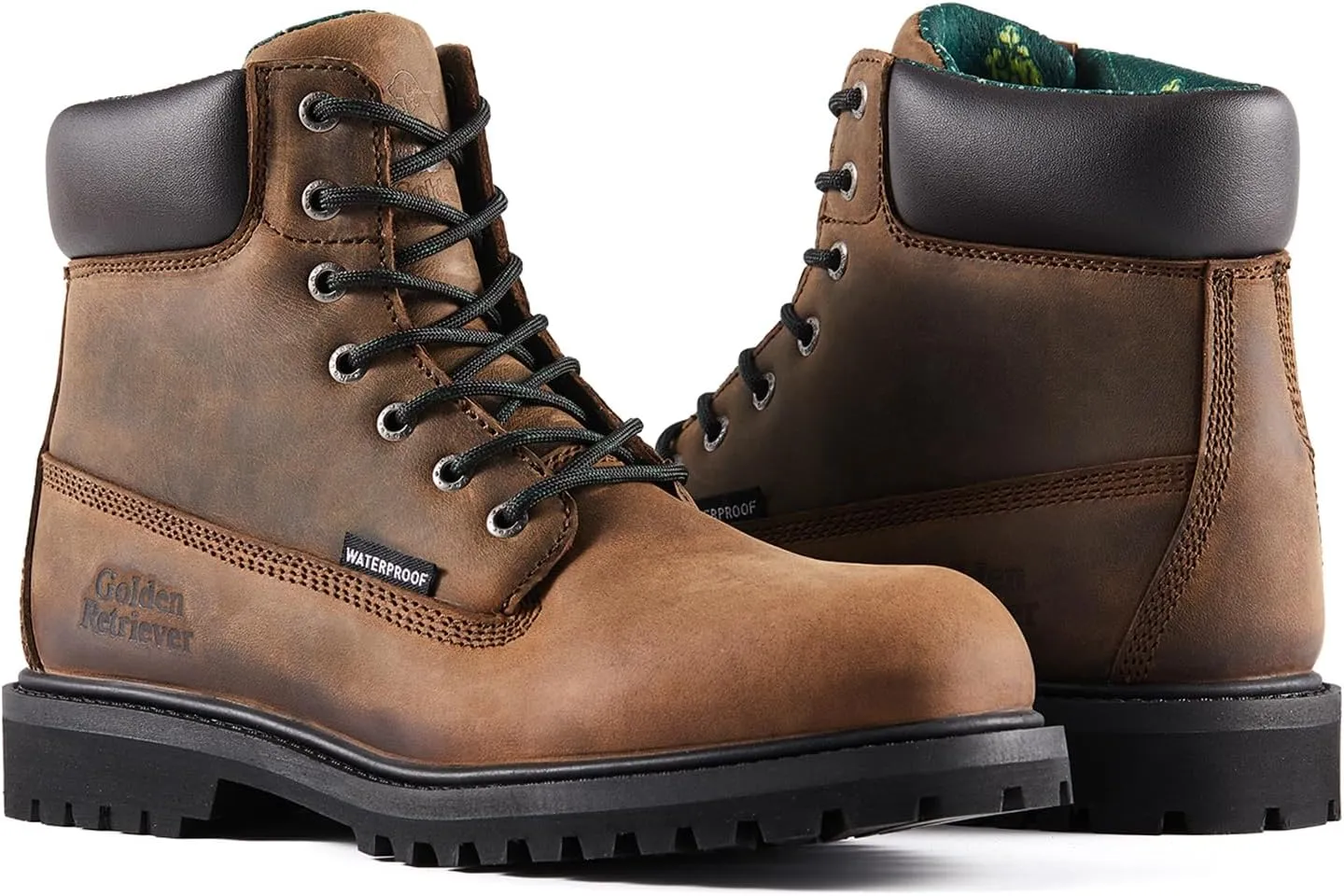 Soft Toe Waterproof Work Boots For Men,6-Inch Leather Work Boots For Industrial Construction, Slip Resistant Durable Breathable Safey Boots, EH G61867