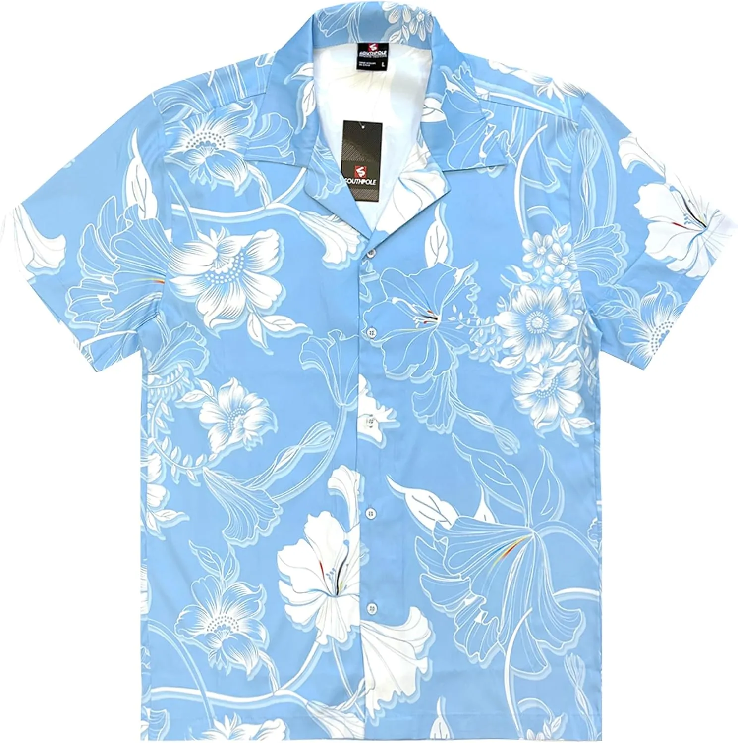 Southpole Men's Hawaiian Button Down Shirts, Short Sleeve, Floral Printed