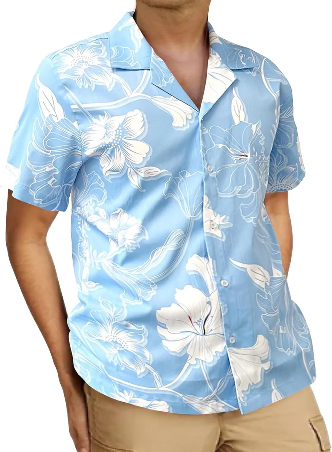 Southpole Men's Hawaiian Button Down Shirts, Short Sleeve, Floral Printed