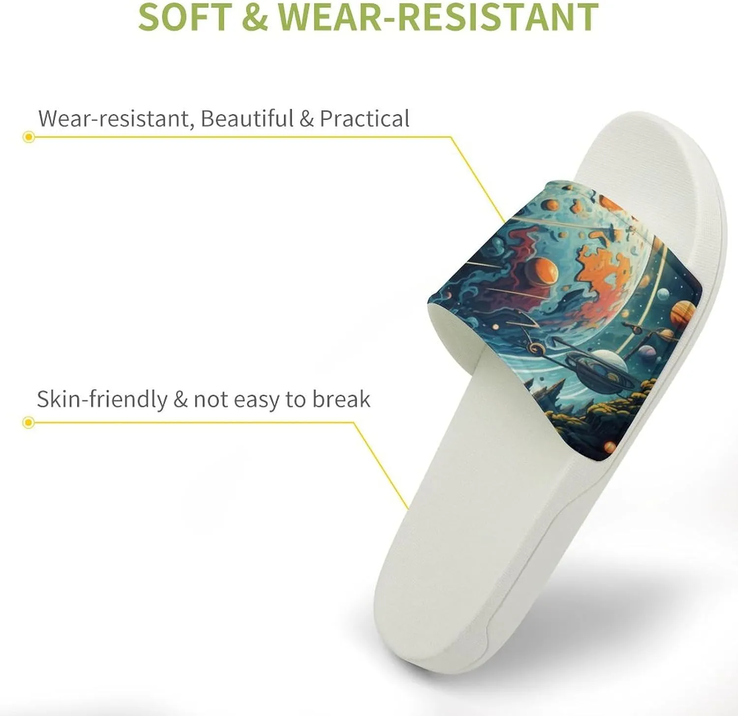 Space Planet Funny House Sandals Non Slip Shower Slippers Quick Drying Bathroom Shoes for Women Men