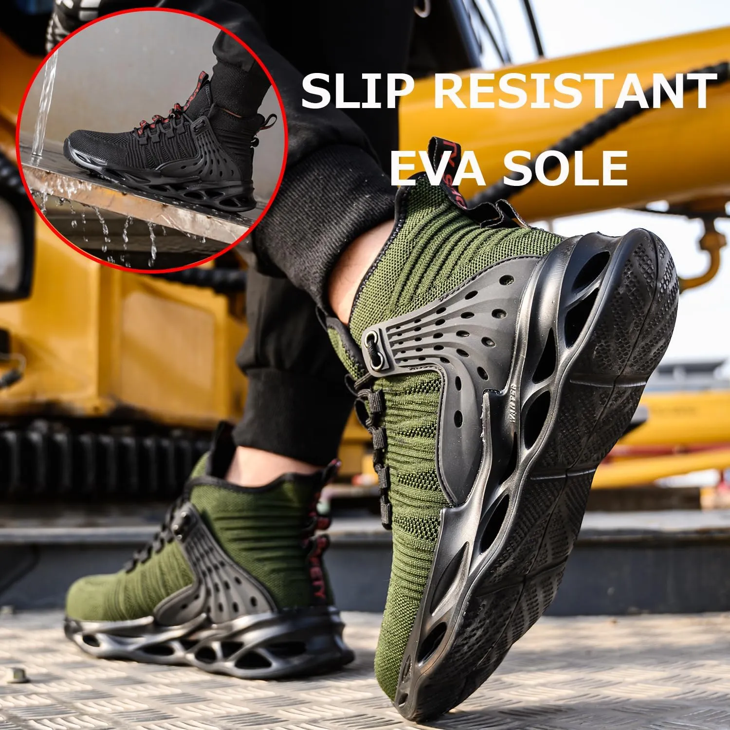 Steel Toe Shoes for Men Work Safety Boots Lightweight Breathable Non Slip Industrial Construction Shoes Women Black