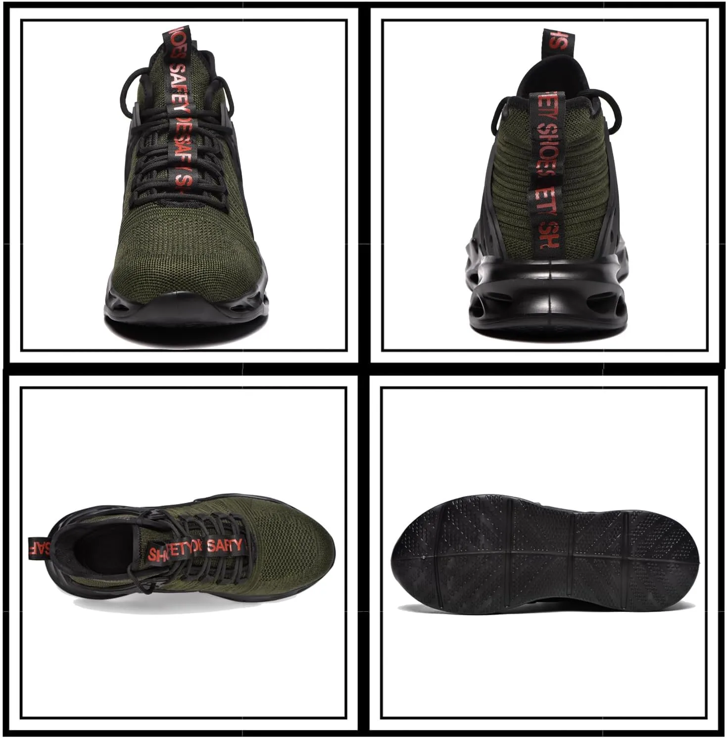 Steel Toe Shoes for Men Work Safety Boots Lightweight Breathable Non Slip Industrial Construction Shoes Women Black