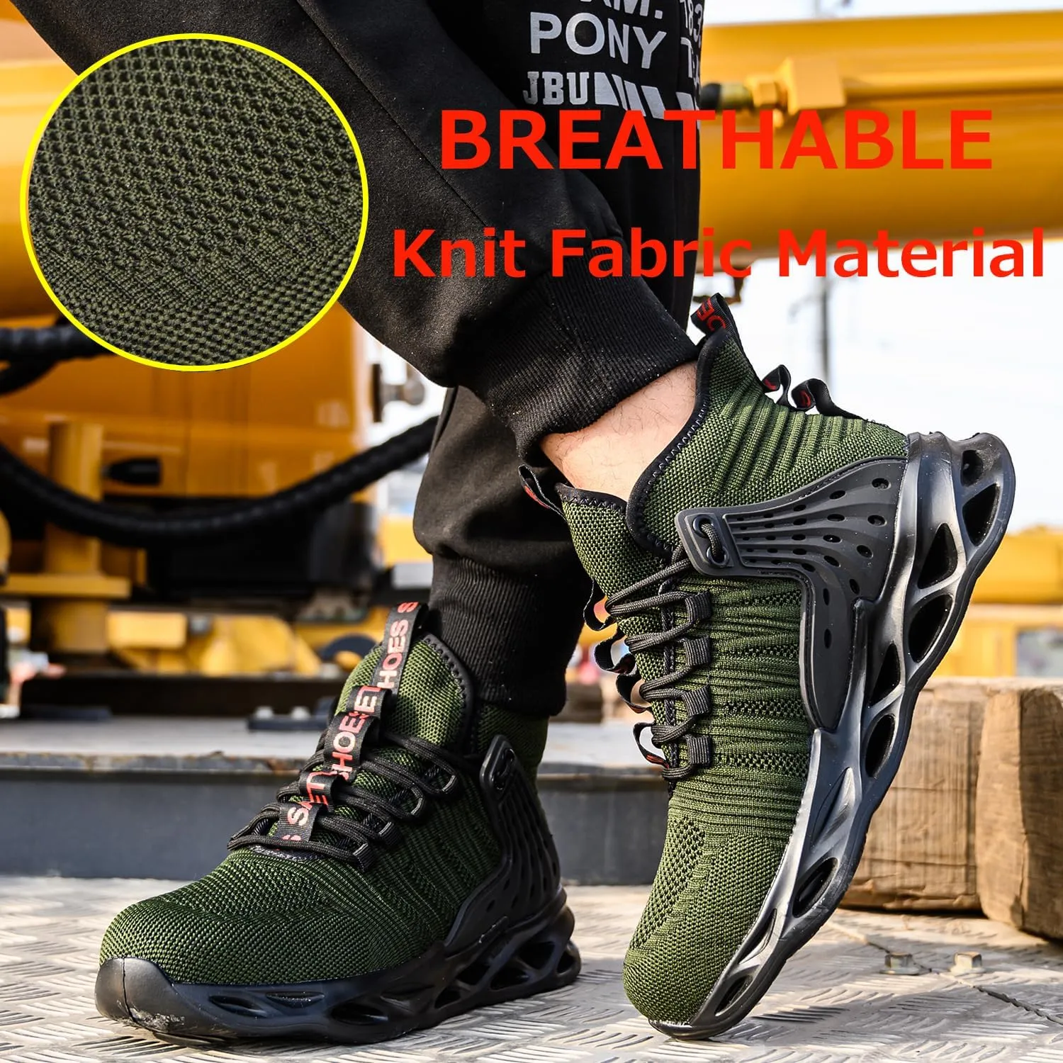 Steel Toe Shoes for Men Work Safety Boots Lightweight Breathable Non Slip Industrial Construction Shoes Women Black