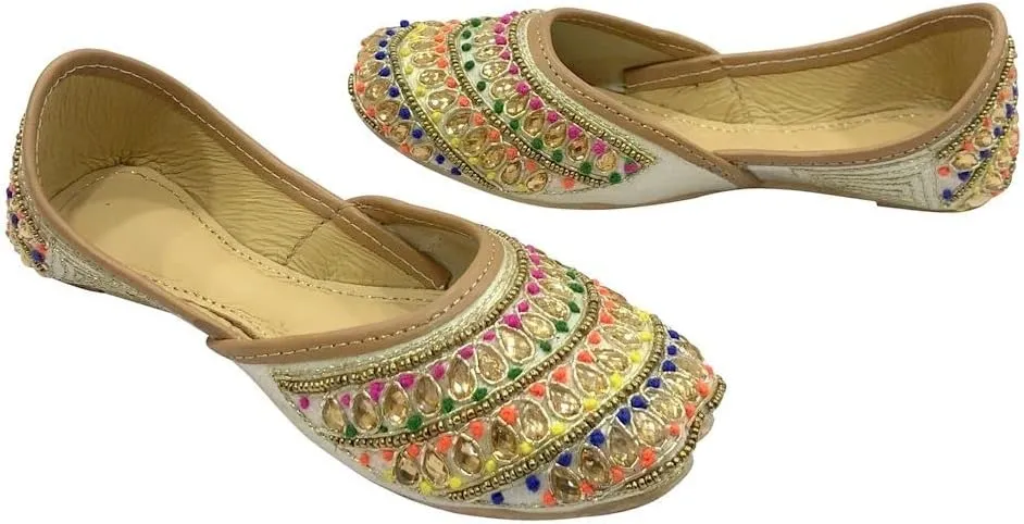 Stop n Style Punjabi Juttis for Girls Toddler/Little Kid/Big Kid Formal Beaded Shoes Multi Ethnic Girls Jutti Party Flats Mojaris Shoes