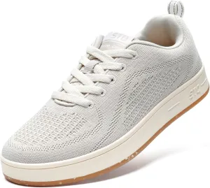 STQ Womens Lace Up Fashion Sneakers Business Casual Shoes | Breathable Mesh Upper Walking Shoes