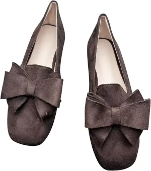 Stunner Ballet Flats for Women Fashion Square Toe Bowknot Flats Comfortable Dress Flats Casual Slip On Work Flats
