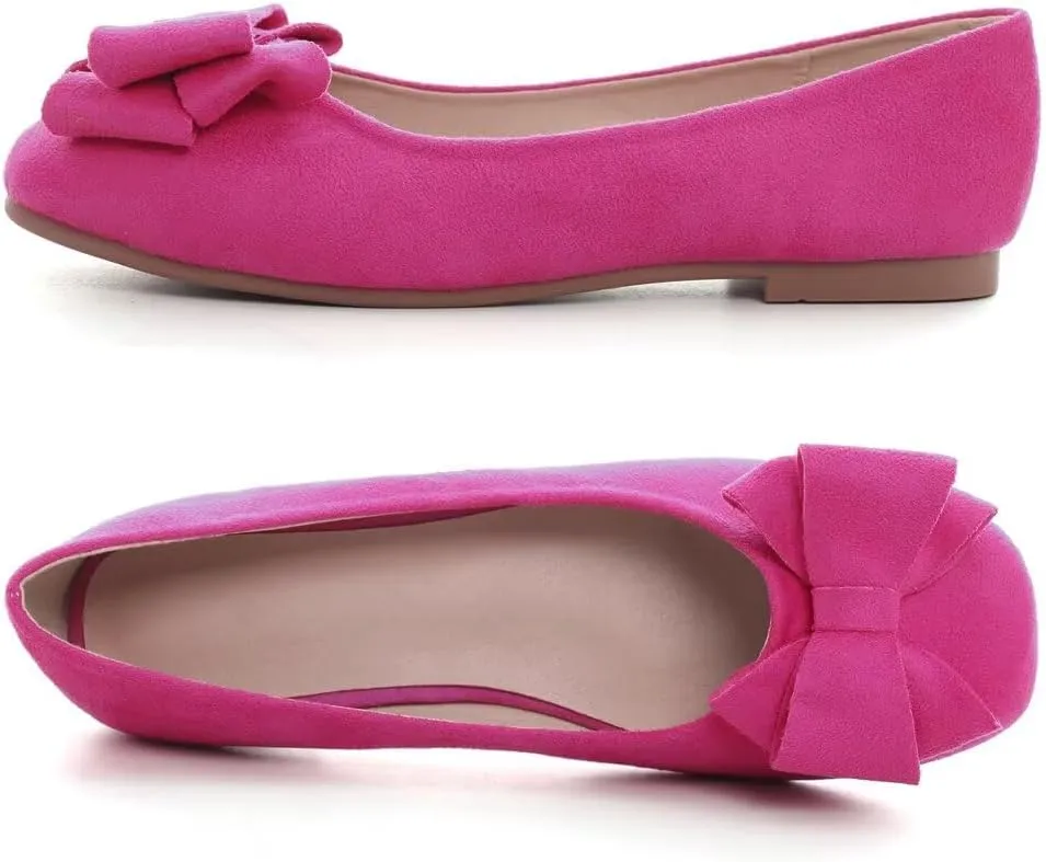 Stunner Women's Casual Flats Square Toe Bowknot Ballet Flats Comfortable Slip On Wedding Dress Shoes