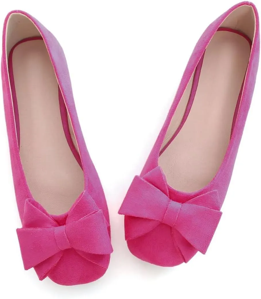 Stunner Women's Casual Flats Square Toe Bowknot Ballet Flats Comfortable Slip On Wedding Dress Shoes