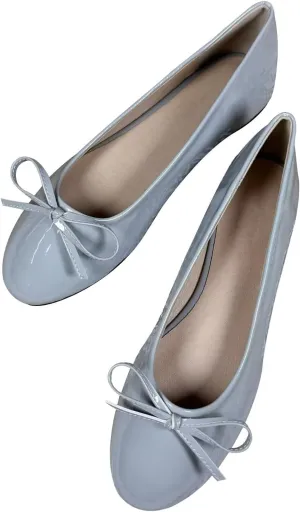 Stunner Women's PU Leather Flats Comfortable Round Toe Bowknot Ballet Flats Fashion Slip On Flats