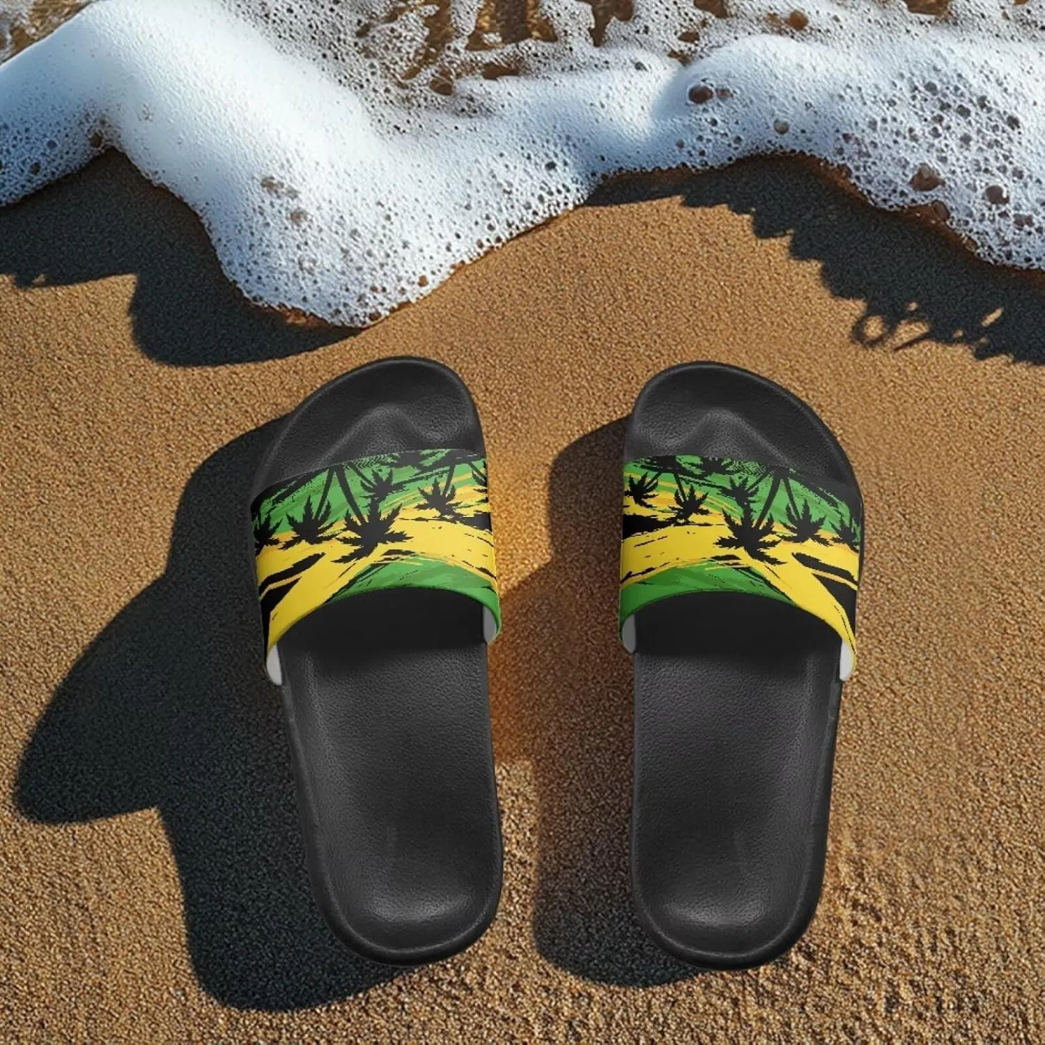 Stylish Flag Printed Slippers for Men Indoor - Quick Drying Beach & Pool Slide Sandals, Non-Slip Comfort Shower Shoes