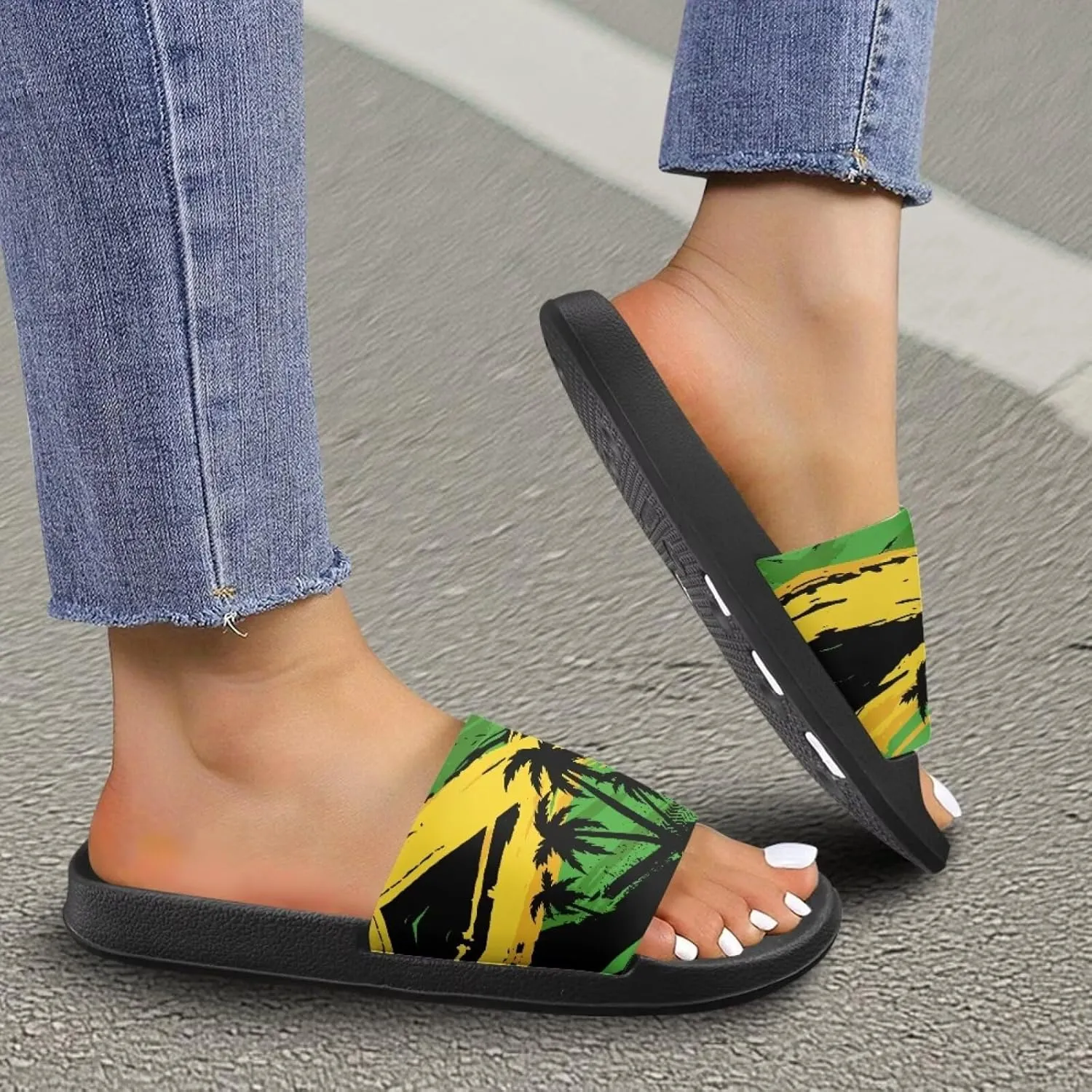 Stylish Flag Printed Slippers for Men Indoor - Quick Drying Beach & Pool Slide Sandals, Non-Slip Comfort Shower Shoes
