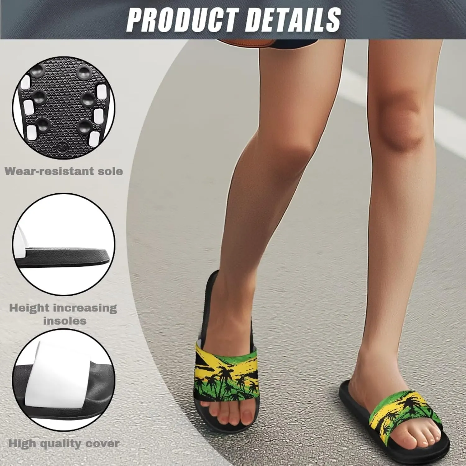 Stylish Flag Printed Slippers for Men Indoor - Quick Drying Beach & Pool Slide Sandals, Non-Slip Comfort Shower Shoes