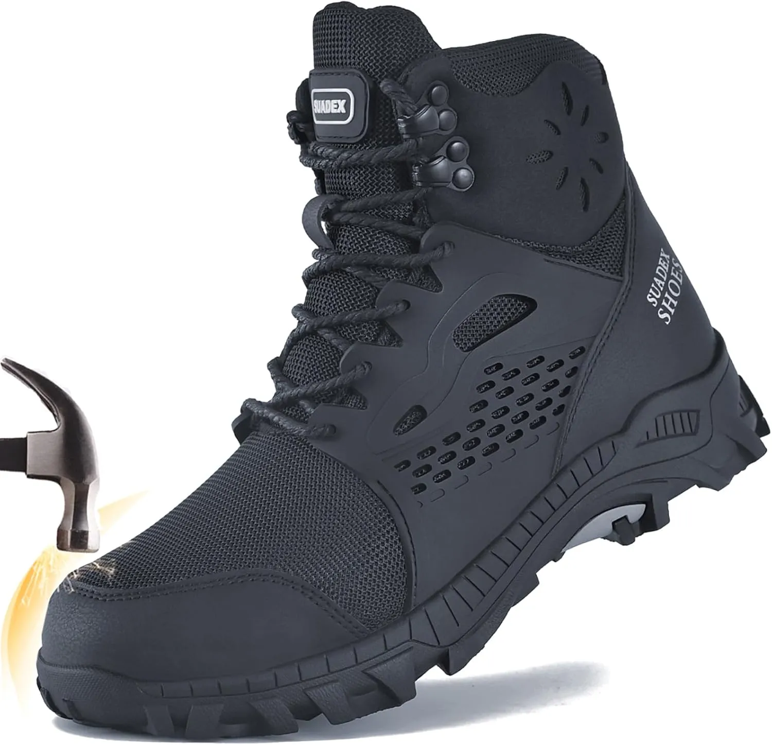 SUADEX Steel Toe Boots for Men Women Waterproof Arch Support Work Construction Indestructible Safety Boots