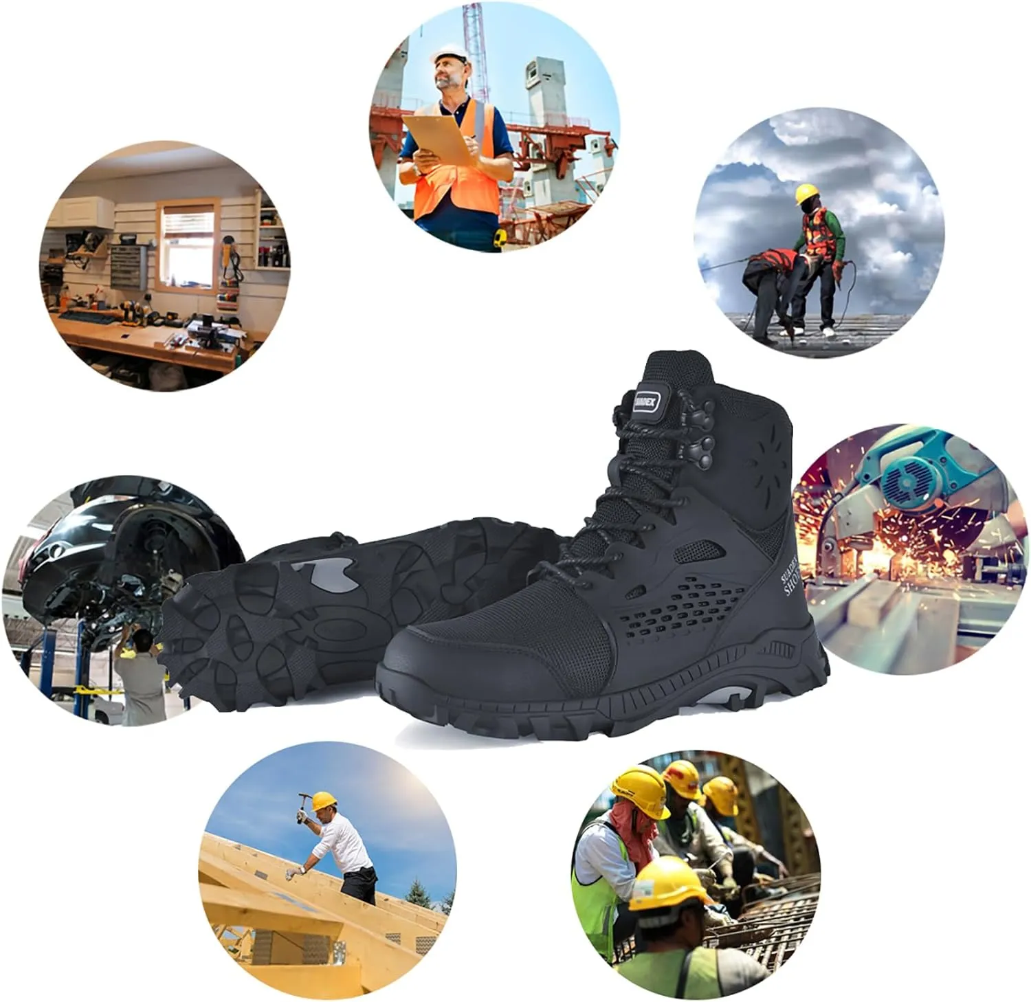 SUADEX Steel Toe Boots for Men Women Waterproof Arch Support Work Construction Indestructible Safety Boots