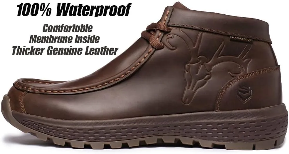 SUREWAY Men's Chukka Boots,Fashion and Comfort Driving Shoes,Lightweight Durability Leather Moc Toe Work Boots