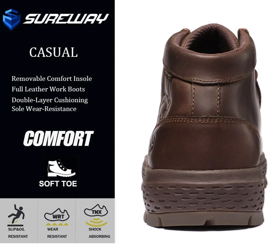 SUREWAY Men's Chukka Boots,Fashion and Comfort Driving Shoes,Lightweight Durability Leather Moc Toe Work Boots