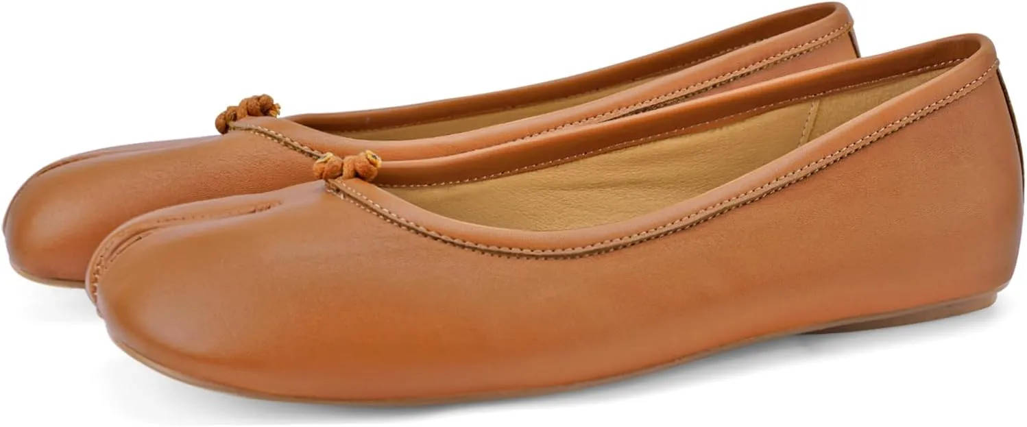Tabi Ballet Flats Shoes for Women Rounde Toe Wide Width Split Toe Low Heel Comfortable Flats Shoes