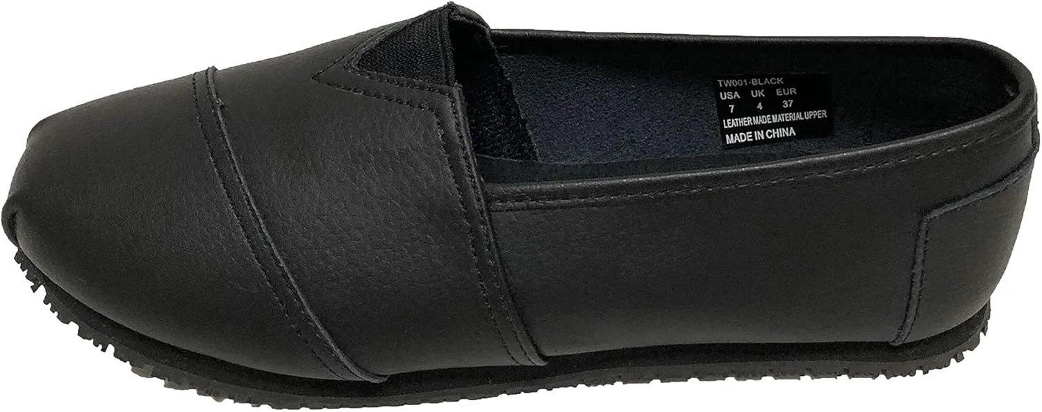 Tanleewa Slip and Oil Resistant Non Slip Work Shoes PU Leather Upper Durable Shoes for Women