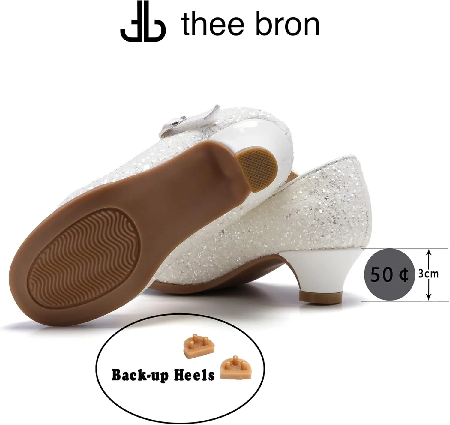 THEE BRON Girls Dress Shoes Mary Jane Heels Princess Wedding Party Pumps
