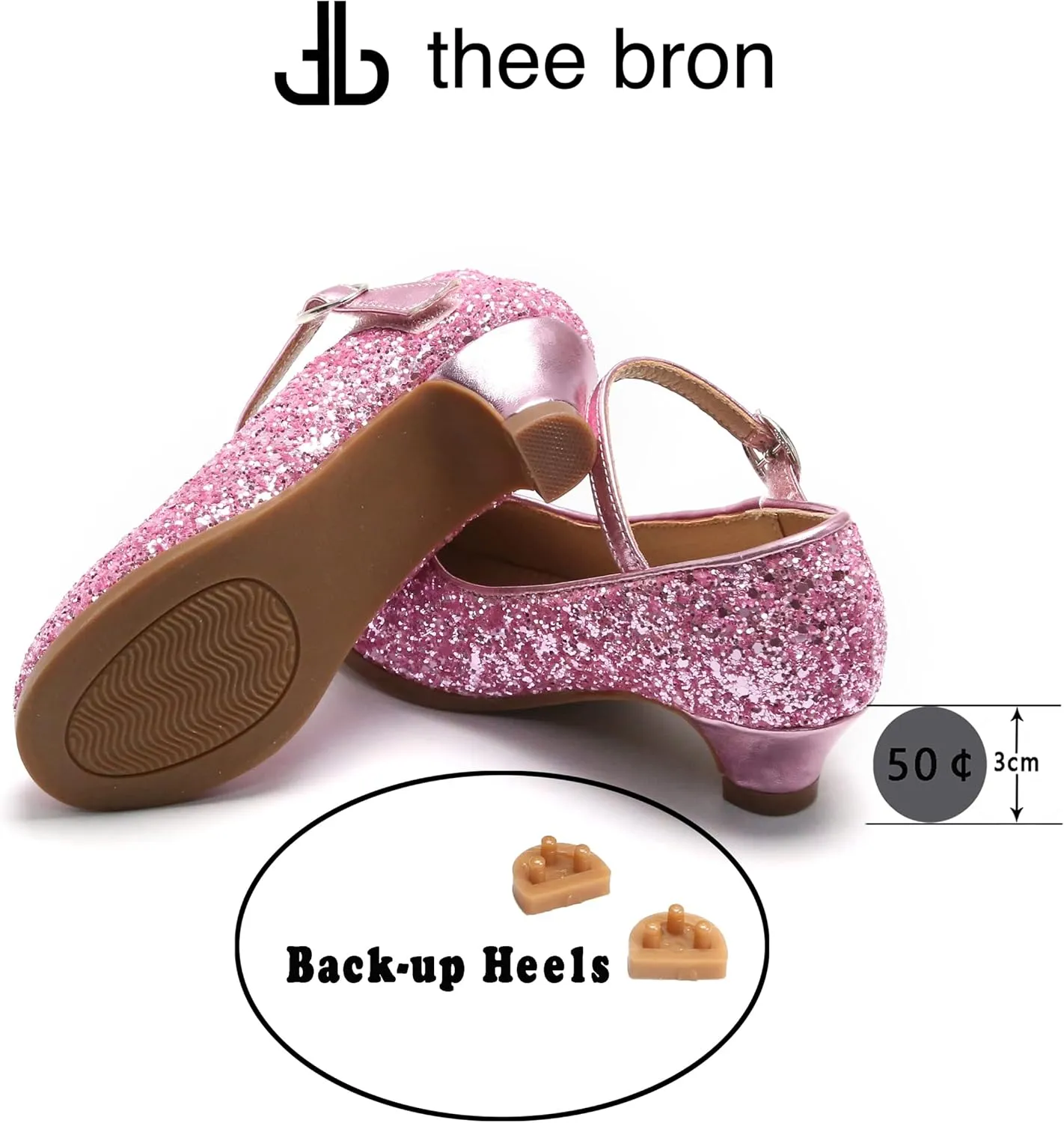 THEE BRON Girls Dress Shoes Mary Jane Heels Princess Wedding Party Pumps