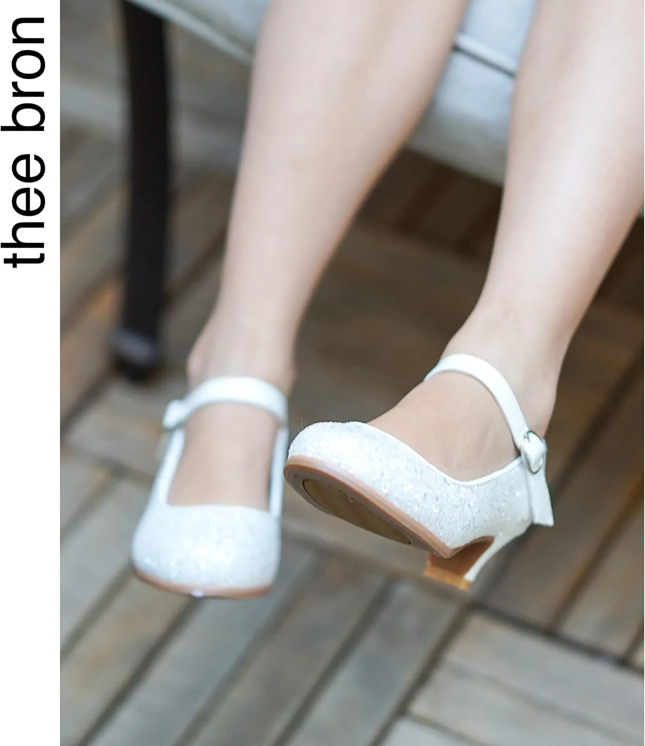 THEE BRON Girls Dress Shoes Mary Jane Heels Princess Wedding Party Pumps