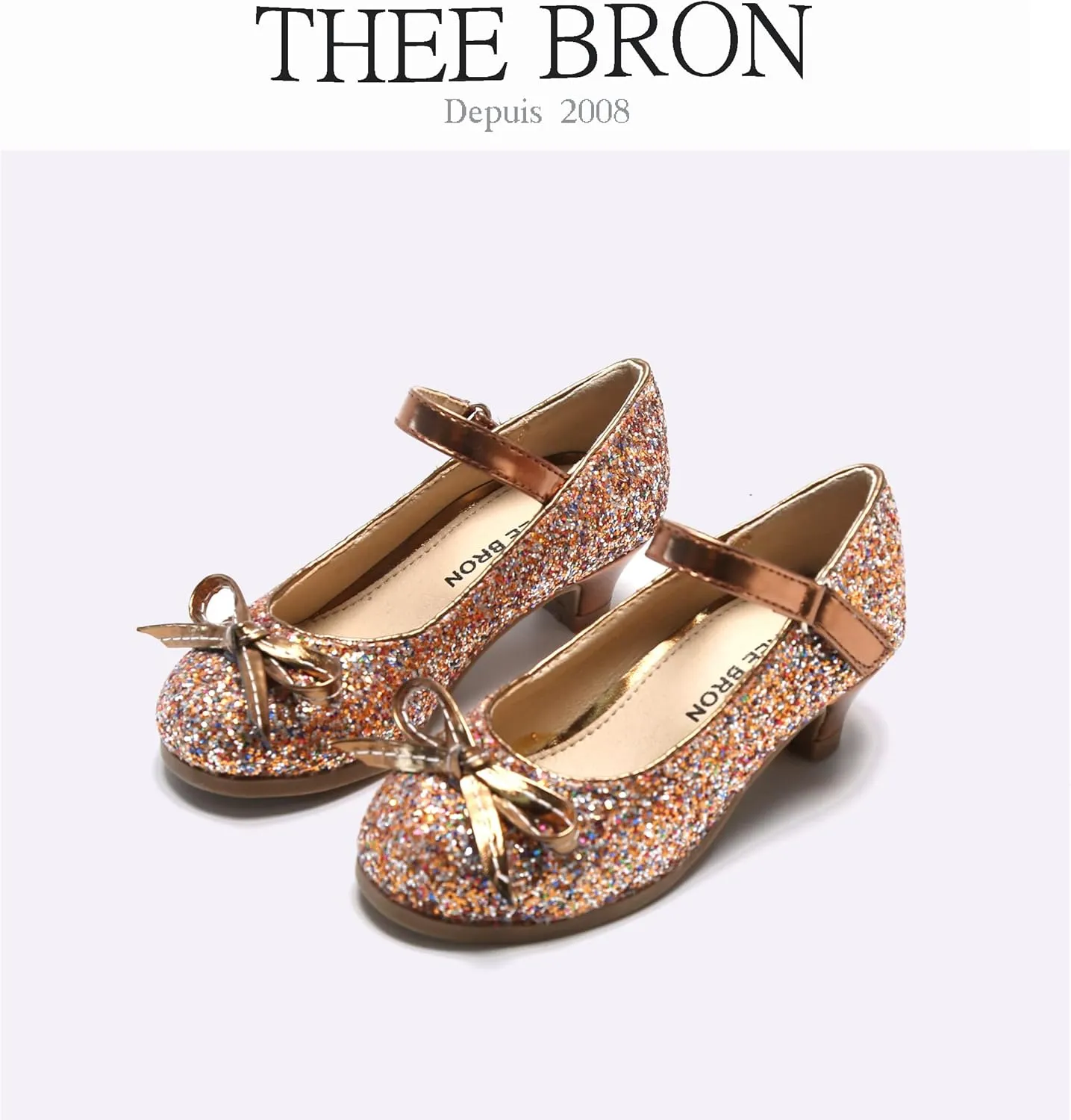 THEE BRON Girls Dress Shoes Mary Jane Heels Princess Wedding Party Pumps