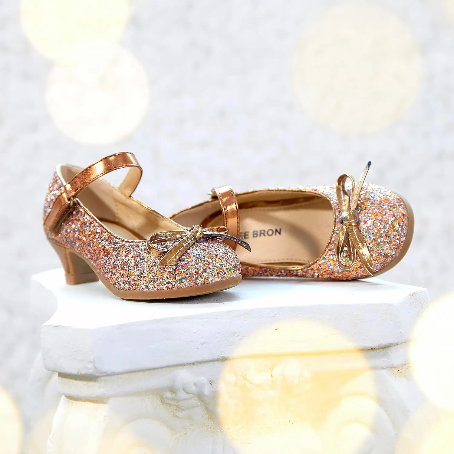 THEE BRON Girls Dress Shoes Mary Jane Heels Princess Wedding Party Pumps