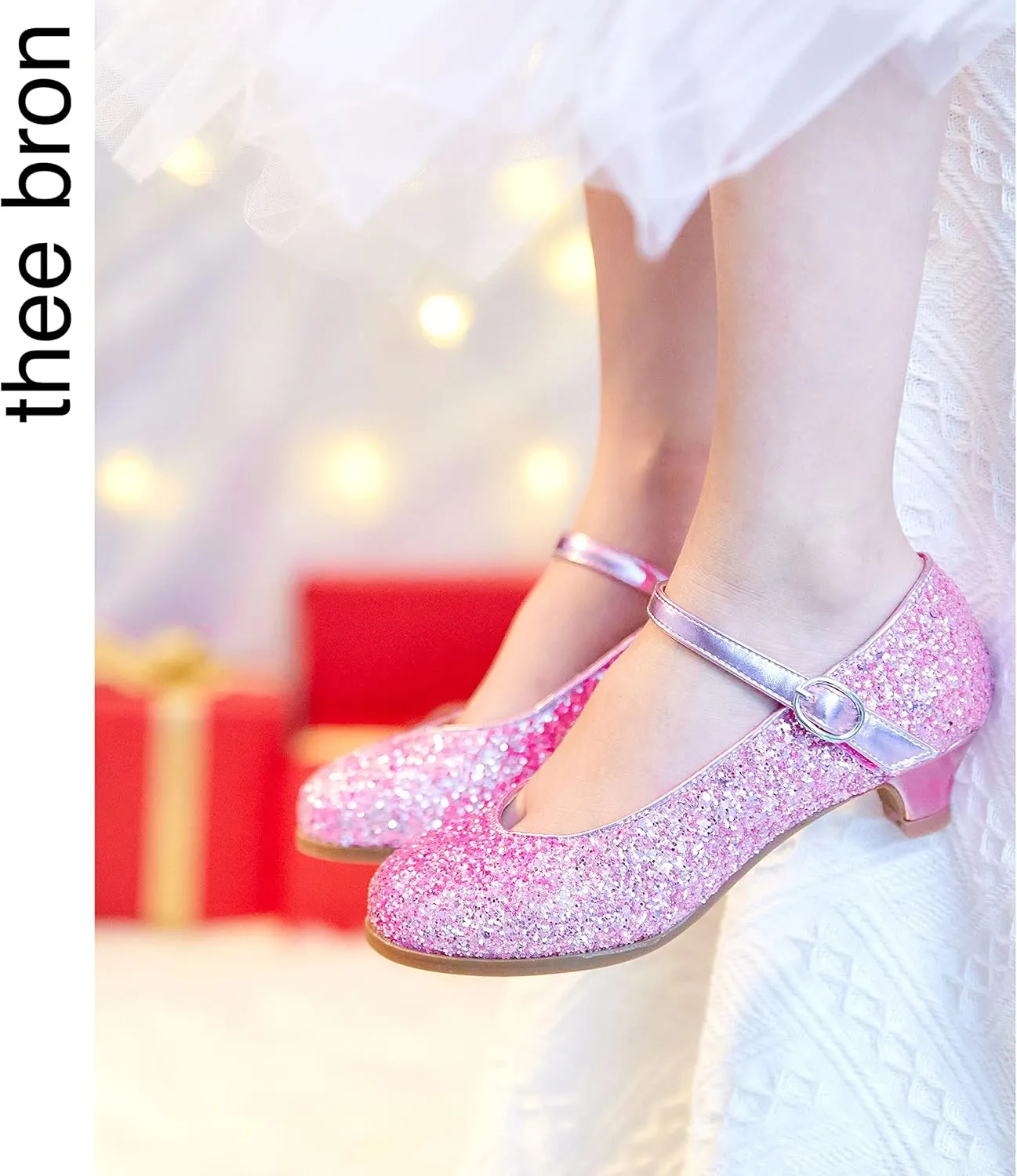 THEE BRON Girls Dress Shoes Mary Jane Heels Princess Wedding Party Pumps