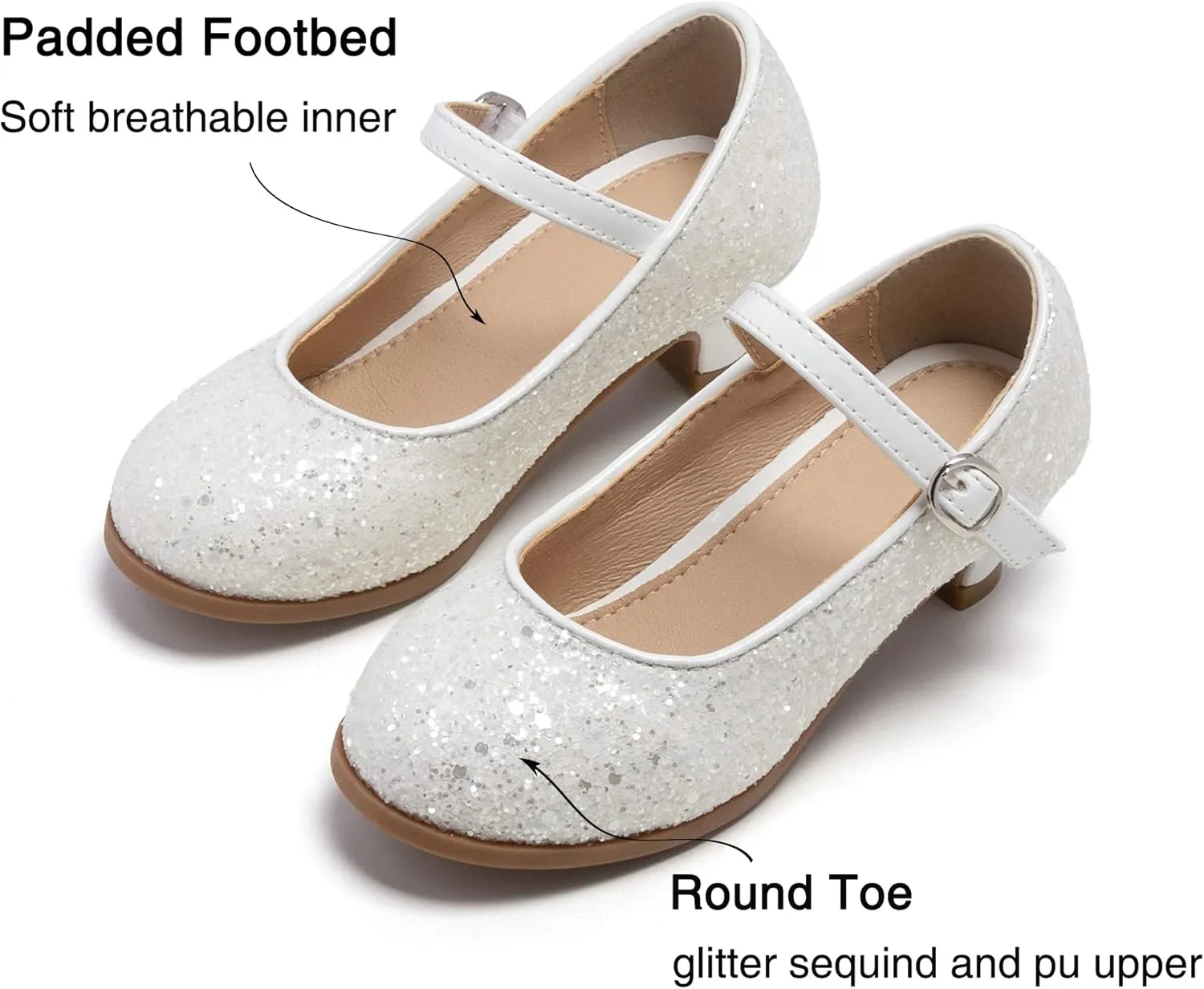 THEE BRON Girls Dress Shoes Mary Jane Heels Princess Wedding Party Pumps