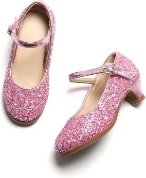 THEE BRON Girls Dress Shoes Mary Jane Heels Princess Wedding Party Pumps