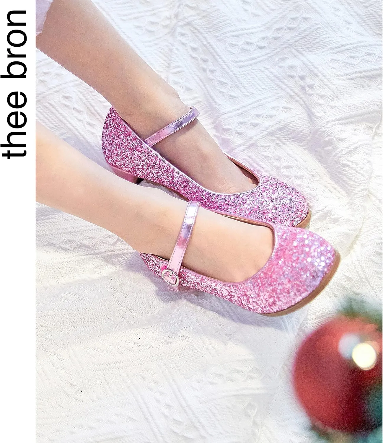 THEE BRON Girls Dress Shoes Mary Jane Heels Princess Wedding Party Pumps