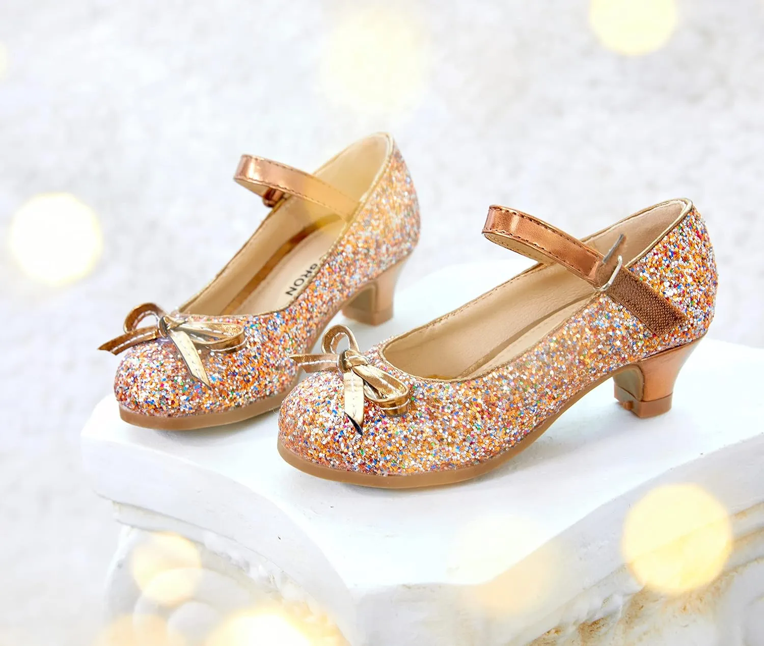 THEE BRON Girls Dress Shoes Mary Jane Heels Princess Wedding Party Pumps