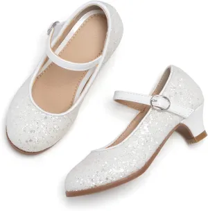 THEE BRON Girls Dress Shoes Mary Jane Heels Princess Wedding Party Pumps