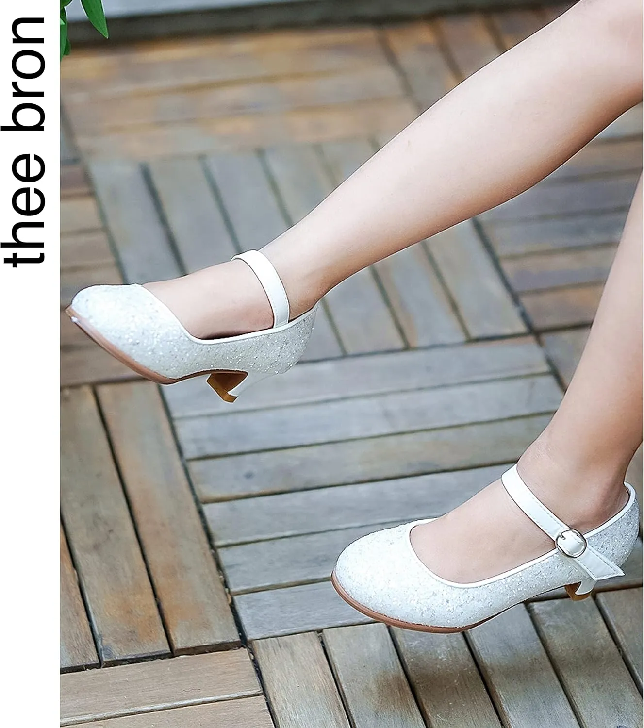 THEE BRON Girls Dress Shoes Mary Jane Heels Princess Wedding Party Pumps