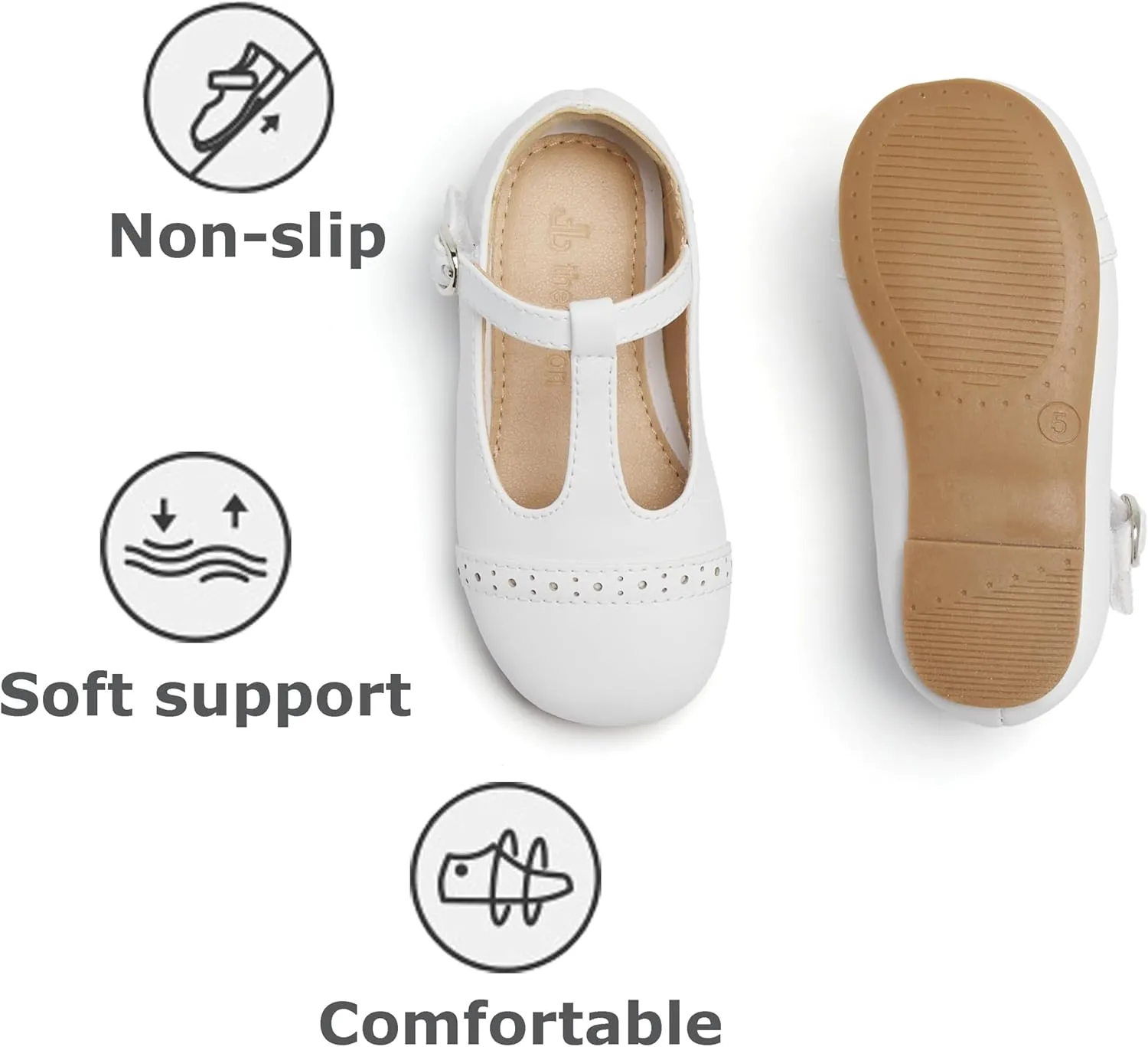 THEE BRON Girl's T-Strap Flats Toddler/Little Kid Ballet Mary Jane Party Dress Shoes
