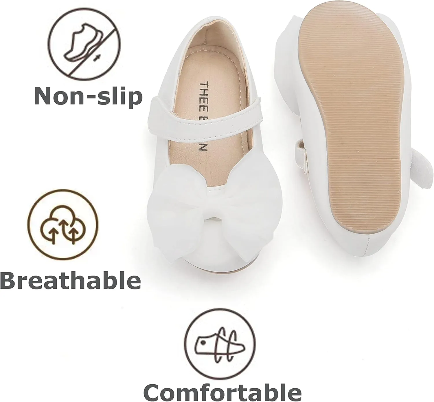 THEE BRON Toddler Girls Shoes Mary Jane Flats for Girls Ballerina Dress Shoes