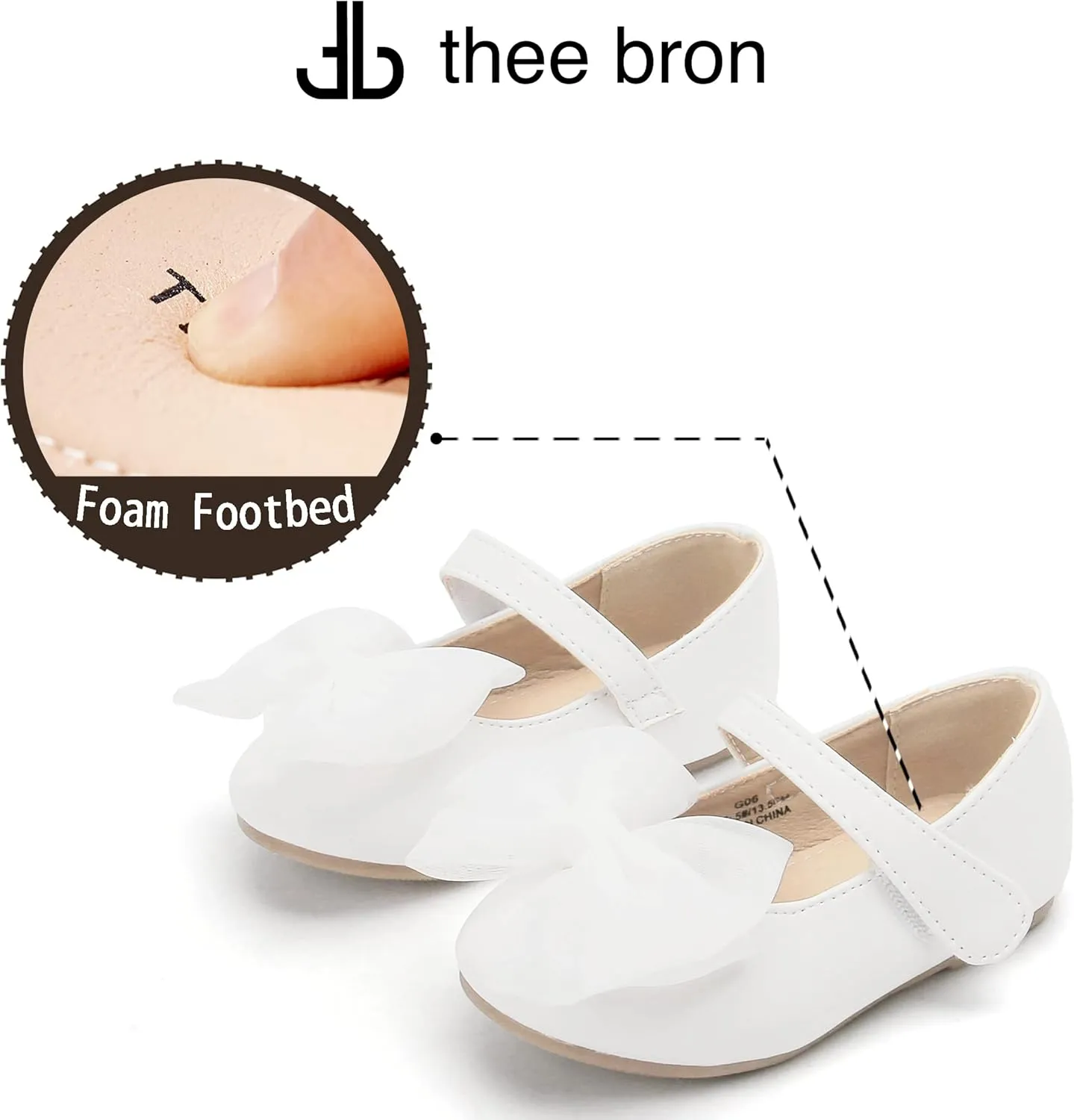 THEE BRON Toddler Girls Shoes Mary Jane Flats for Girls Ballerina Dress Shoes
