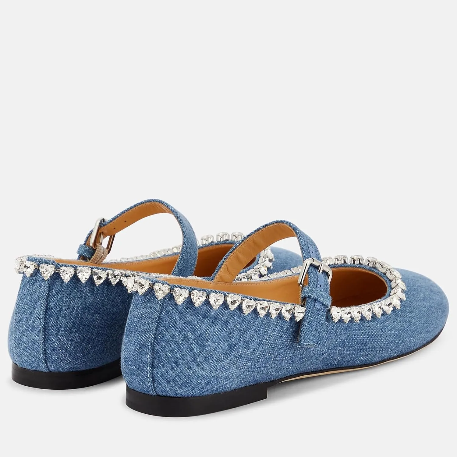 THESHY Women's Rhinestone Embellished Satin Ballet Flats Round Toe Ballerinas Flats Fashion Wedding Dressy Mary Jane for Women
