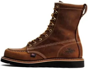 Thorogood American Heritage 8” Moc Toe Work Boots for Men Made with Full-Grain Leather, Soft Toe, Slip-Resistant Wedge Outsole and Comfort Footbed; EH Rated