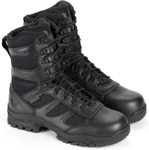 Thorogood Deuce 8” Waterproof Side-Zip Black Tactical Boots for Men and Women with Composite Safety Toe, Full-Grain Leather, and Slip-Resistant Outsole; BBP & Rated