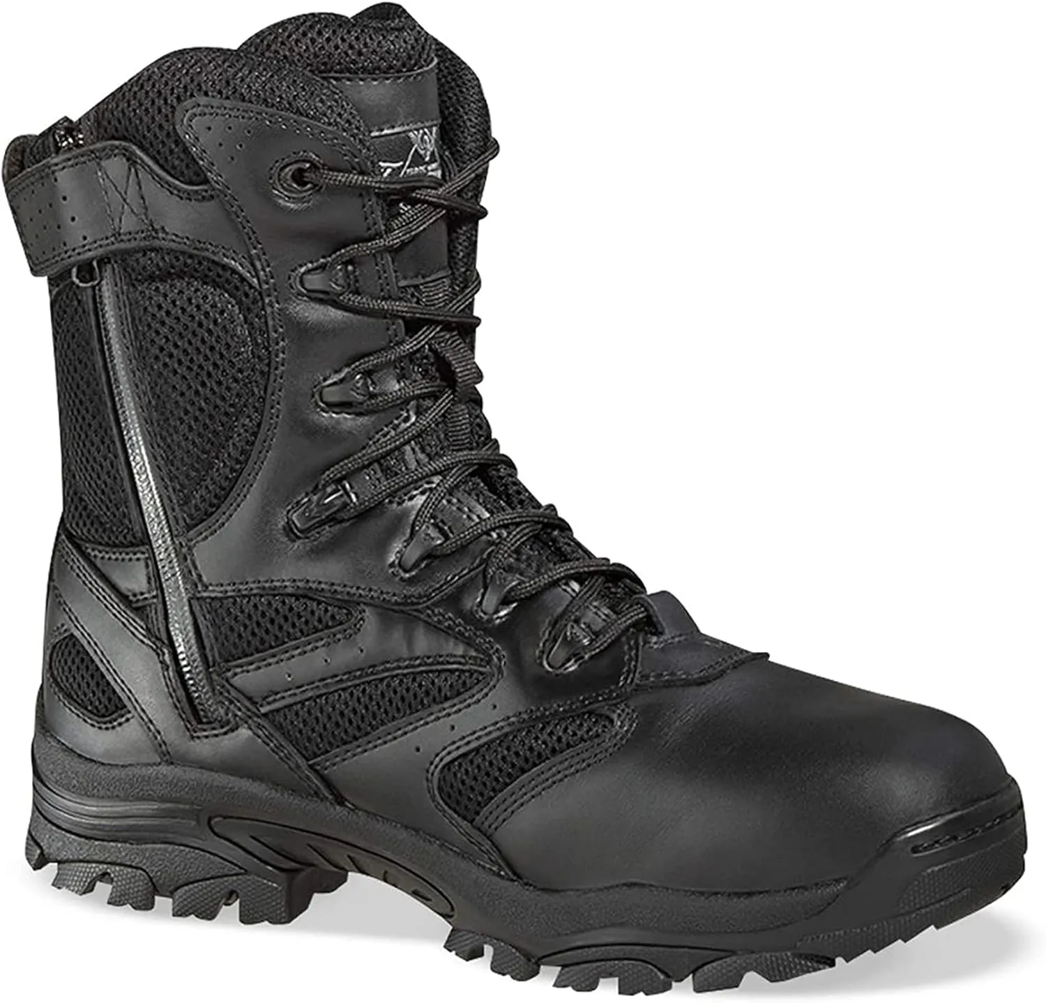 Thorogood Deuce 8” Waterproof Side-Zip Black Tactical Boots for Men and Women with Composite Safety Toe, Full-Grain Leather, and Slip-Resistant Outsole; BBP & Rated