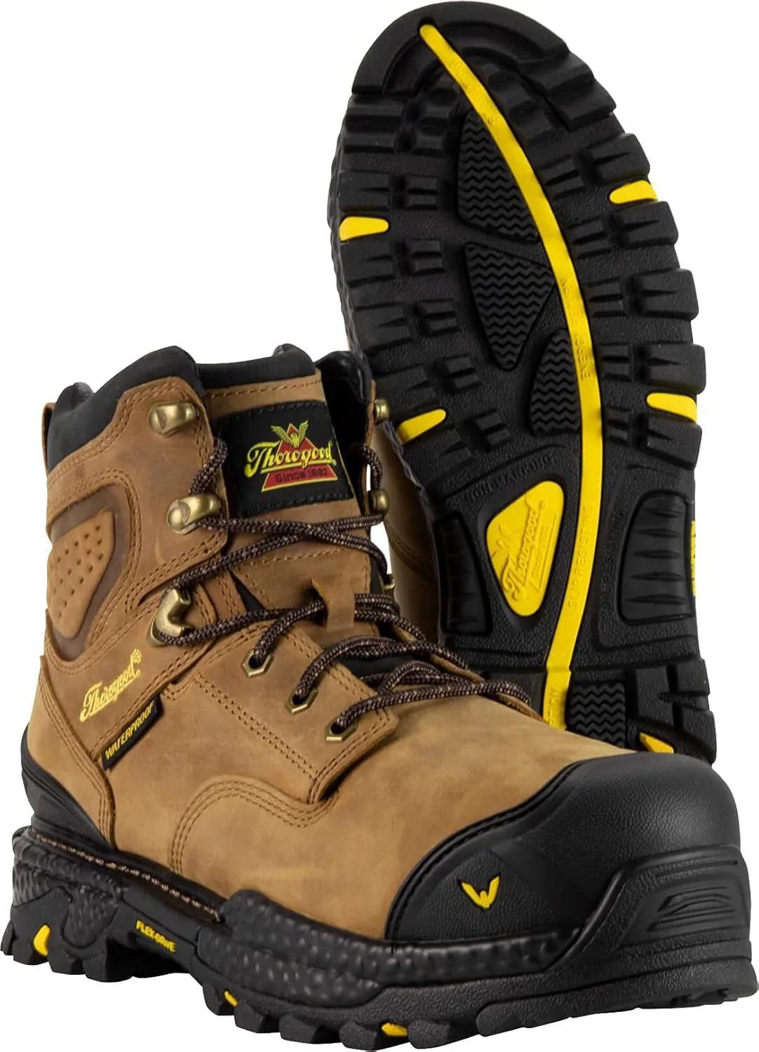 Thorogood Infinity FD 6” Waterproof Composite Toe Work Boots for Men Made with Premium Full-Grain Leather and Slip-Resistant Anti-Fatigue Outsole; EH Rated